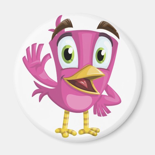 Niedlicher Rosa-Bird-Cartoon Magnet (Vorne)