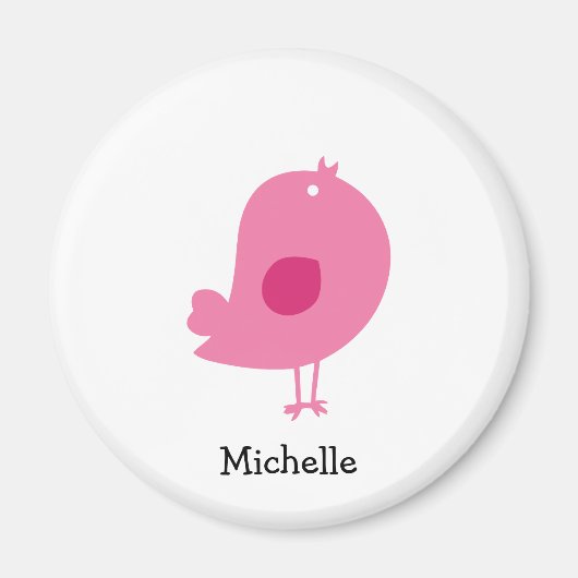 Niedlicher Rosa-Bird-Illustration Personalisierter Magnet (Vorne)