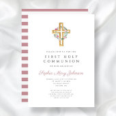 Niedlicher Rosa Blumenkranz Erste Kommune Einladung