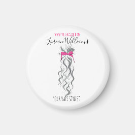 Niedlicher rosa Bow Graue und weiße Braiderhaare Magnet