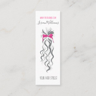 Niedlicher rosa Bow Graue und weiße Braiderhaare Mini Visitenkarte
