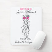 Niedlicher rosa Bow Graue und weiße Braiderhaare Mousepad (Mit Mouse)