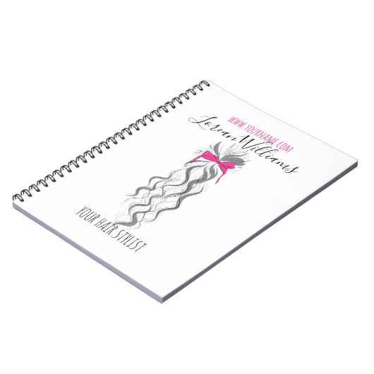 Niedlicher rosa Bow Graue und weiße Braiderhaare Notizblock (Linke Seite)