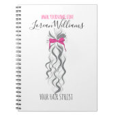 Niedlicher rosa Bow Graue und weiße Braiderhaare Notizblock (Vorderseite)