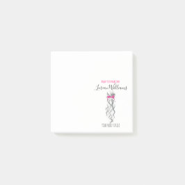 Niedlicher rosa Bow Graue und weiße Braiderhaare Post-it Klebezettel