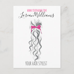 Niedlicher rosa Bow Graue und weiße Braiderhaare Postkarte