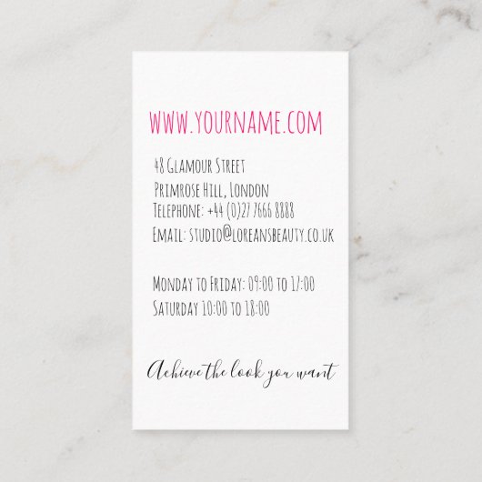 Niedlicher rosa Bow Graue und weiße Braiderhaare Visitenkarte (Rückseite)