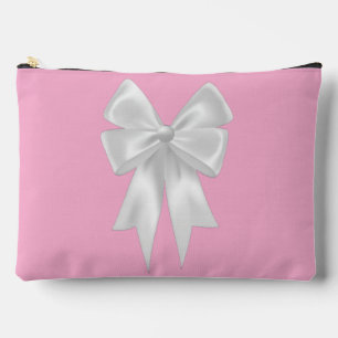 Niedlicher rosa Bow-Mustertuch mit weißem Band Zubehörtasche