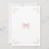 Niedlicher rosa Bow Preppy Coquette Baby Girl Dusc Einladung (Rückseite)