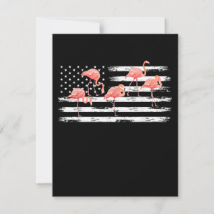 Niedlicher rosa Cartoon Flamingo USA Flag 4. Juli Einladung