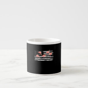 Niedlicher rosa Cartoon Flamingo USA Flag 4. Juli Espressotasse