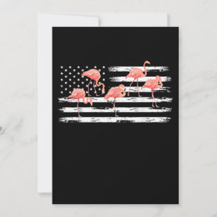 Niedlicher rosa Cartoon Flamingo USA Flag 4. Juli Save The Date