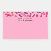 Niedlicher rosa Crayons Lehrer aus dem Schreibtisc Post-it Klebezettel (Vorderseite)