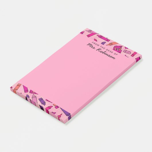 Niedlicher rosa Crayons Lehrer Von 4 x 6 Uhr Post-it Klebezettel (angewinkelt)