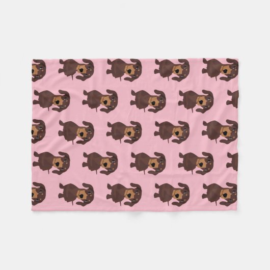Niedlicher rosa Dackel-Decke Weiner Wurst-Hund Fleecedecke (Vorderseite (Horizontal))