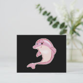 niedlicher Rosa-Delphin Postkarte (Stehend Vorderseite)