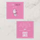 Niedlicher rosa Diamantschmuck Designer QR Code So Quadratische Visitenkarte (Vorne/Hinten)