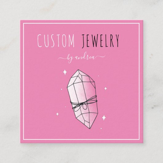 Niedlicher rosa Diamantschmuck Designer QR Code So Quadratische Visitenkarte (Vorderseite)