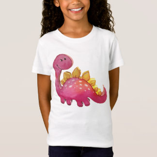 Niedlicher Rosa Dinosaurier Relief 3D-Look Mädchen T-Shirt
