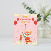 Niedlicher rosa Drache chinesisches Neujahr 2024 P Postkarte (Stehend Vorderseite)