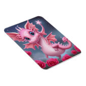 Niedlicher rosa Drache mit rosa Blume Magnet (Rechte Seite)