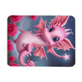 Niedlicher rosa Drache mit rosa Blume Magnet (Horizontal)