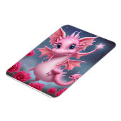 Niedlicher rosa Drache mit rosa Blume Magnet (Linke Seite)