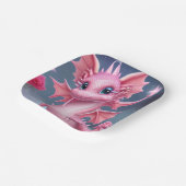 Niedlicher rosa Drache mit rosa Blume Pappteller (Gewinkelt)