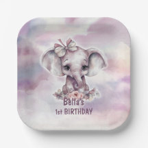 Niedlicher rosa Elefant 1. Geburtstag
