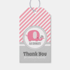 Niedlicher rosa Elefant erster Geburtstag Geschenkanhänger