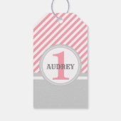 Niedlicher rosa Elefant erster Geburtstag Geschenkanhänger (Rückseite)