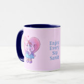 Niedlicher rosa Elefant in Liebe (mit Ihrem Namen) Tasse (Vorderseite Links)