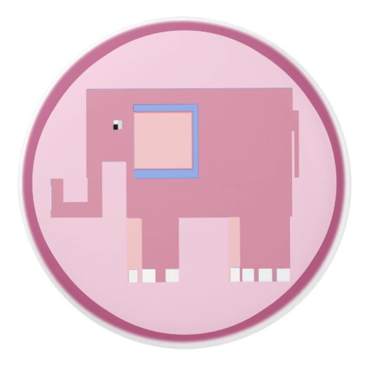 Niedlicher rosa Elefant Keramikknauf (Vorderseite)