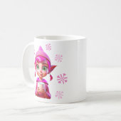Niedlicher Rosa Elf mit Kaffee oder Kakaowein Kaffeetasse (Vorderseite Links)