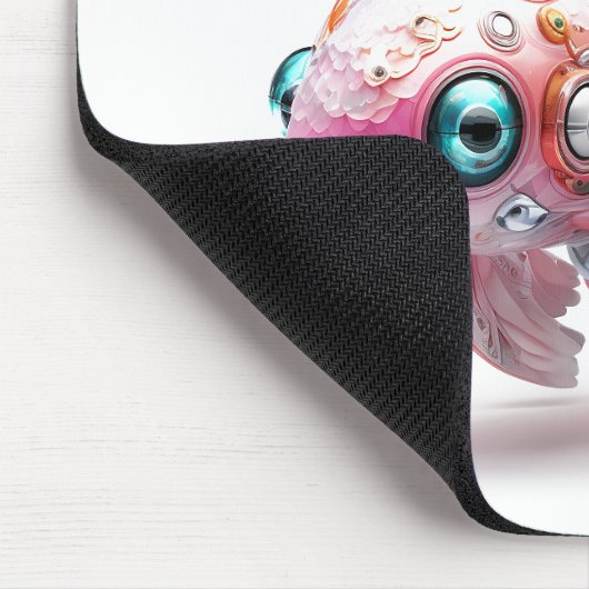 Niedlicher Rosa-Fisch-Roboter Mousepad (Ecke)