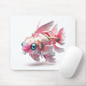 Niedlicher Rosa-Fisch-Roboter Mousepad (Mit Mouse)
