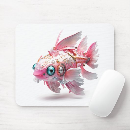 Niedlicher Rosa-Fisch-Roboter Mousepad (Mit Mouse)