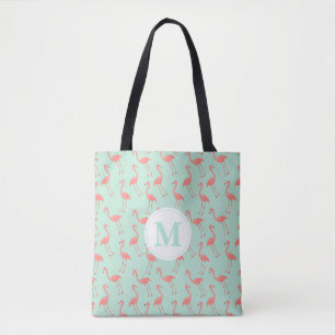 Niedlicher rosa Flamingo, der Monogramm des Tasche