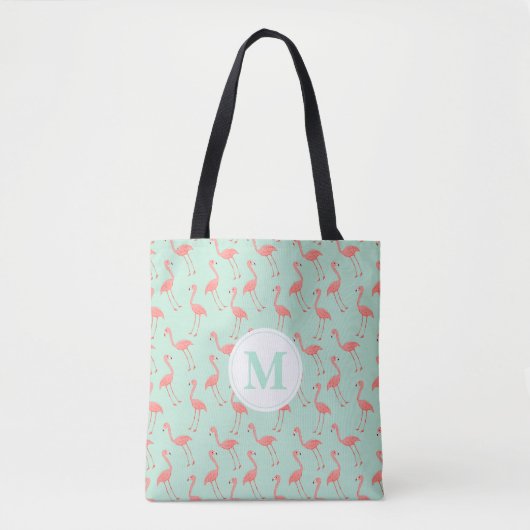Niedlicher rosa Flamingo, der Monogramm des Tasche (Vorderseite)