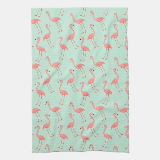 Niedlicher rosa Flamingo, der Muster zeichnet Geschirrtuch (Vertikal)