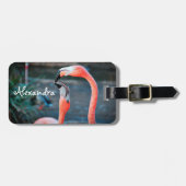 Niedlicher Rosa Flamingo-Foto individuelle Name Gepäckanhänger (Vorderseite horizontal)
