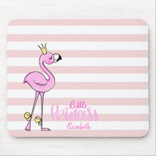Niedlicher Rosa Flamingo Rosa Weiße Streifen Mousepad