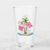niedlicher rosa Flamingo-Strand Glas (Vorderseite)