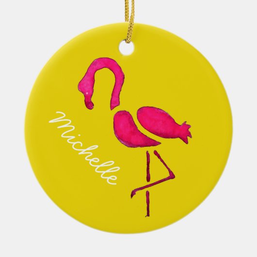Niedlicher Rosa Flamingo-Vogel Keramik Ornament (Vorne)