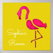 Niedlicher Rosa Flamingo-Vogel Poster (Vorne)