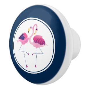 Niedlicher rosa Flamingos in Liebe Illustration Keramikknauf