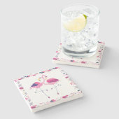 Niedlicher rosa Flamingos in Liebe Illustration Steinuntersetzer (Seitenansicht)