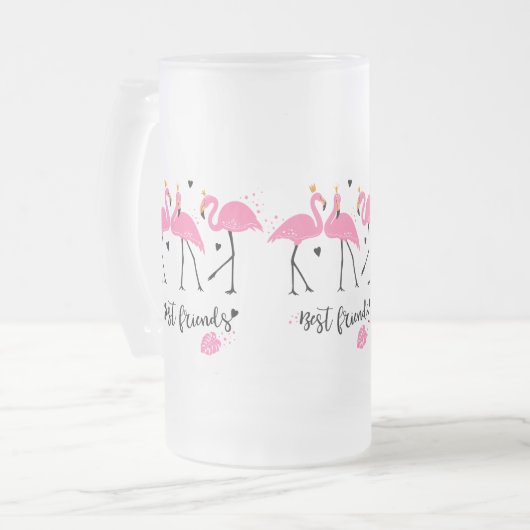 Niedlicher rosa Flamingos Prämien-Vektor Mattglas Bierglas (Vorderseite Links)