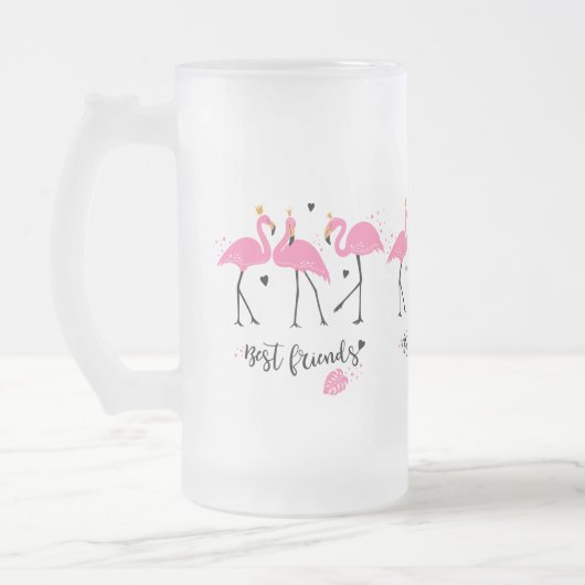 Niedlicher rosa Flamingos Prämien-Vektor Mattglas Bierglas (Links)