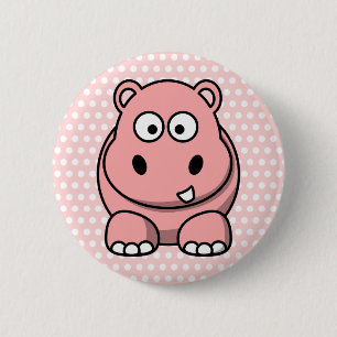 Niedlicher Rosa Flusspferd Button